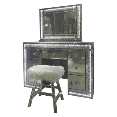 China Docarelife Lit Newly Lit Diamond Mirrored Console Vanity Table Mirror Crushed Set for sale