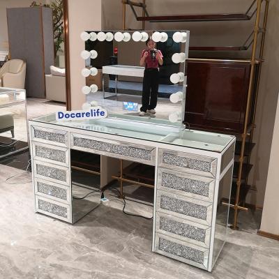 China 2 outlets and 2 USB current in the United States! Docarelife Modern Bedroom Furniture Set Diamond Crushed Mirror Luxury Vanities for sale