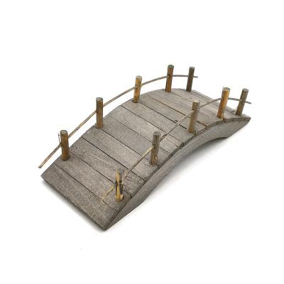 China Wooden Fairy Bridge Dollhouse Mini Toy Iland Miniatures 15cm Garden Diorama Scene for sale