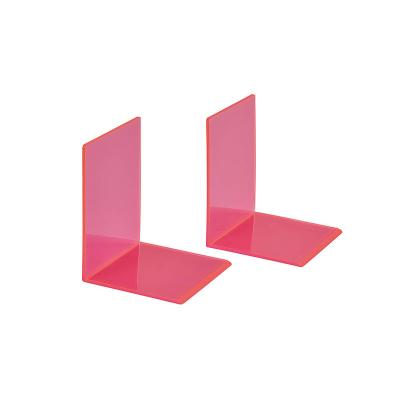 China Modern Pack of 2 10 x 10 x 13 cm Neon Pink Premium Acrylic Bookends for sale