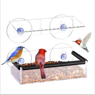 China Viable Window Bird Feeder, Bird Feeder with 4 Super Strong Suction Cups and Drain Holes, External Acrylic Bird Feeder for sale