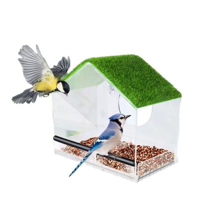 China Nature Viable Aviary Sliding 3 Suction Cup Window And Seed Holder Extra Powerful Bird House Feeder for sale