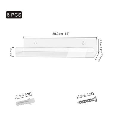 China 12 Inch Modern Clear Acrylic Shelf Wall Record Mount, Spice Rackd, Picture Ledge Display Toy Holder for sale