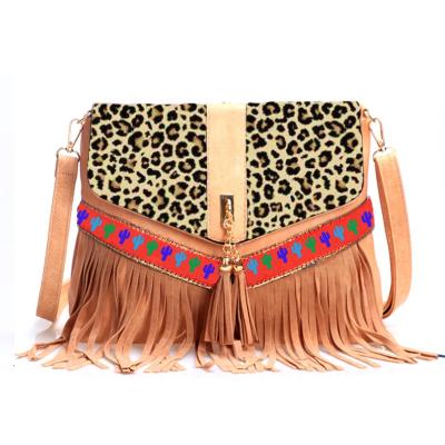 China Eco-Friendly Tassel Serape Women Shoulder Bags Wholesale Monogram Suede Cactus Tassel Leopard Women Cross - Body Bag for sale