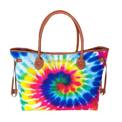 China Wholesale Eco-Friendly Women Monogrammed Canvas Personalized Tie Dye Tote Bag for sale