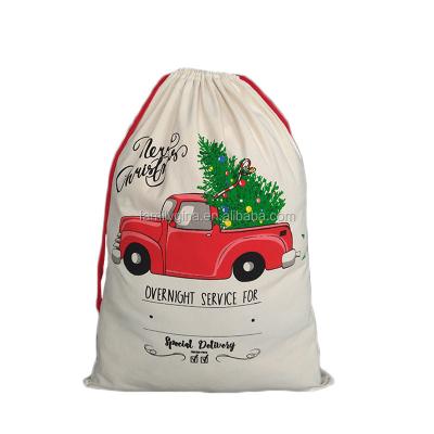 China Eco - Friendly Wholesale Gift Bag Personalized Canvas Merry Christmas Santa Sack for sale