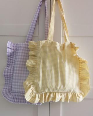 China Custom Made Beehive High Quality Personalized Lemon Tote Bag or Lilac Black and White Gingham Handbag for sale