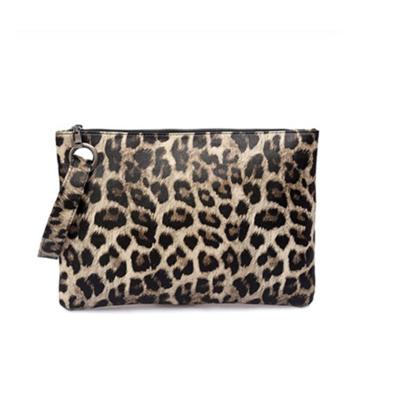 China Wholesale Fashion Leather Purse Zipper Monogram Women Leather Leopard Clutch Bag for sale