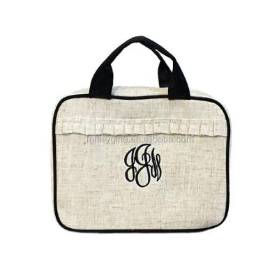 China Wholesale Monogrammed Carry Case Travel Linen Cosmetic Bag Fashion Bridesmaid Gift for sale