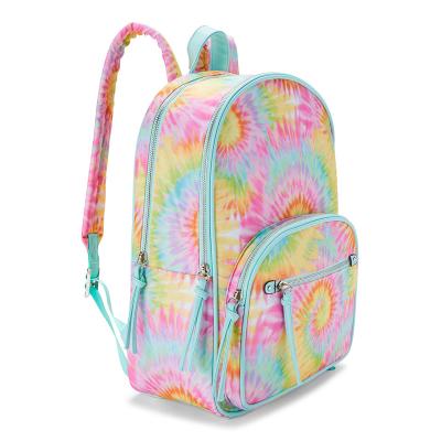 China Anti-theft Tassel Tie Dye Wholesale School Travel Bag Gradient Zipper Canvas Tie Dye Large Backpack With Pockets for sale