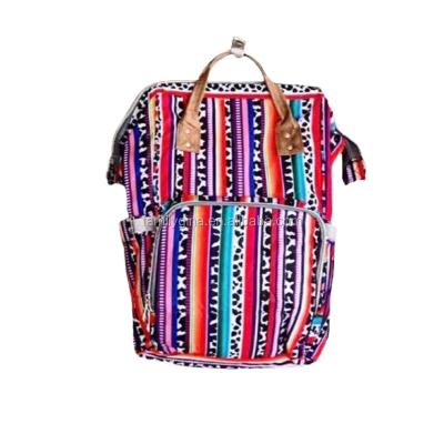 China Wholesale Fashion Monogram Women's Canvas Leopard Zipper Serape Diaper Backpack for sale