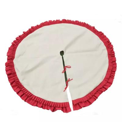 China Eco-Friendly Wholesale Custom Double Ruffle Burlap Christmas Tree Skirt for sale