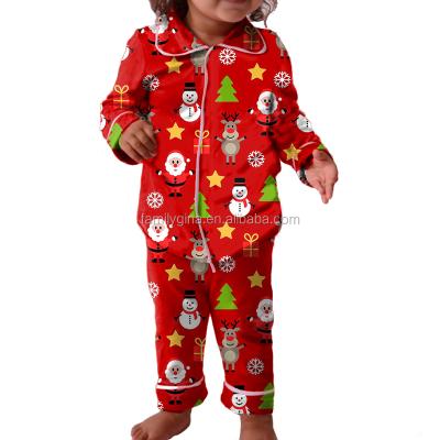 China Monogram Christmas Clothes100% Cotton Santa Claus Red Monogrammed Kid Christmas Pajamas for sale