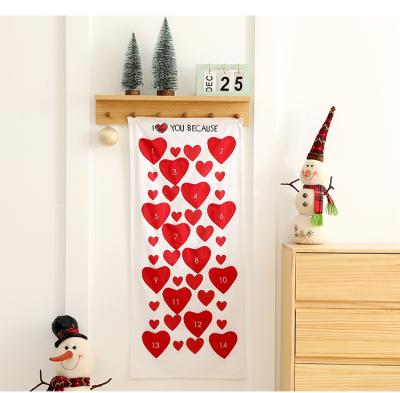 China Cute Countdown Holiday Decoration Canvas Love Design valentines day Advent Calendar Custom Made for sale