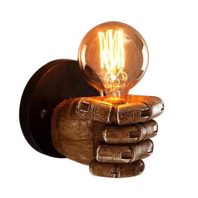 China Eco-friendly Resin Industrial Retro Fist Style Wall Lamp Bar Restaurant Cafe Left Hand Right Hand for sale