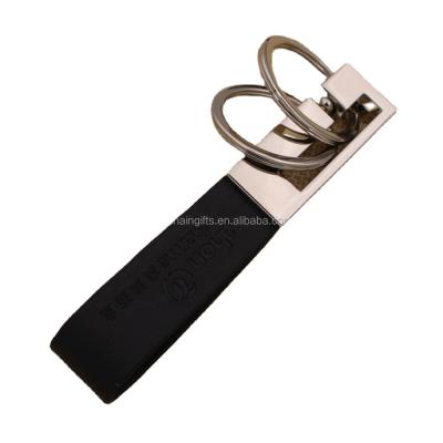 China Matt Black Leather or Custom Made Genuine PU Leather Key Chain/Shiny Metal Key Chain with Business Logo Promotion for sale