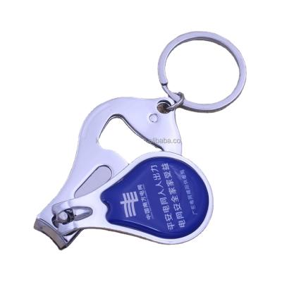 China Promotional Custom Epoxy Printing Metal Finger Nail Clipper With Bottle Opener Key Chain for sale