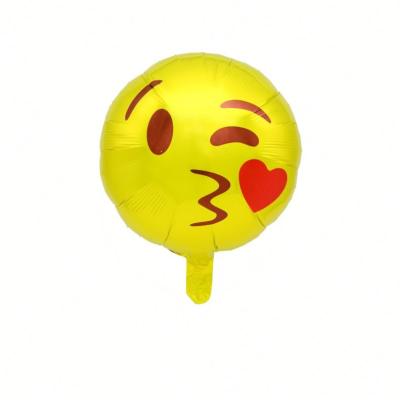 China Eco-friendly Cute Funny Styles Emotions Yellow Color Party Decorations 18inch Face Foil Balloons for sale