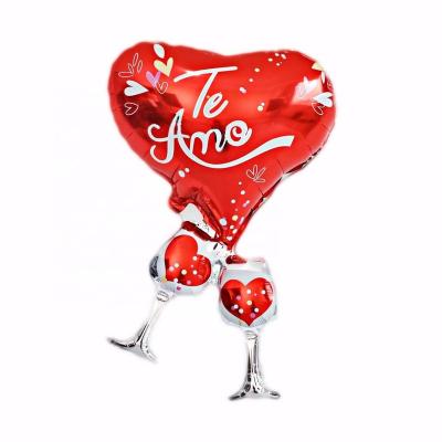 China Te AMO Shape Foil Eco-friendly Spanish Glass Balloon For Valentine's Day Party Inflatable Foil Balloons for sale