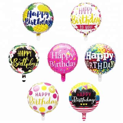 China Best quality Eco-friendly China colorful 18 inch round shape happy birthday foil balloon for party decoration globos metalizados for sale