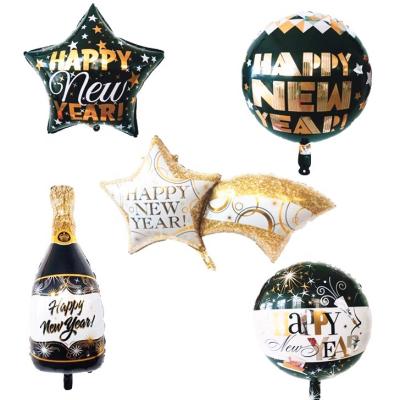 China Wholesale Price Happy New Year Eco-friendly Foil Balloon For Party Decoration New Design 18 Inch Round And Star Balloon for sale