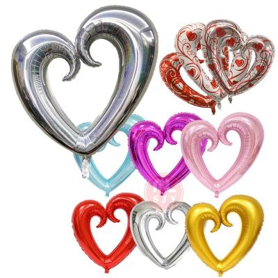 China Big Hook Hollow Eco-friendly Heart Shape Balloon Foil Balloons For Valentine's Day Wedding Birthday Party Celebration Decoration Balloon for sale