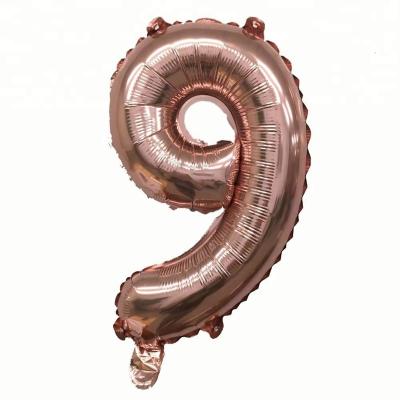 China Eco-friendly Wholesale 16 Inch High Quality Rose Gold With Number Foil Self-Sealing Balloons for sale