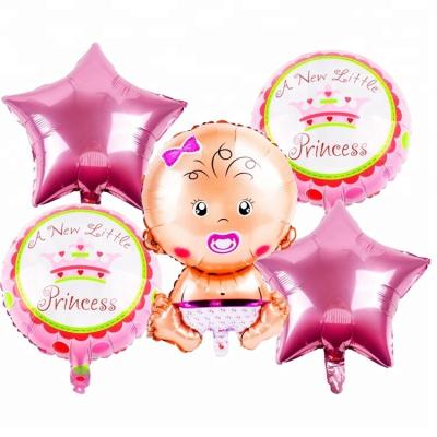 China 5 Pcs Baby Shower Prince Princess Set Foil Balloon Baby Party Eco-friendly Newborn Baby Birthday Party Decoration for sale