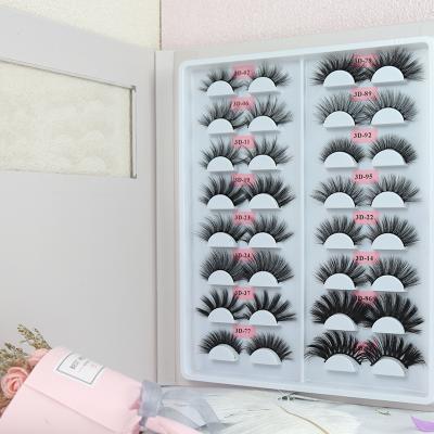 China Luxury Super Natural Looking Fluffy Fake Tapered Mink Eyelashes With Cotton Black Band 3D 16mm Private Label for sale