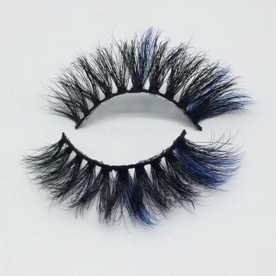 China 2022 Hottest Crisscross Eyelash Customized Eye Lashes Blue Color 3D 20mm Real Mink Lashes With Package for sale