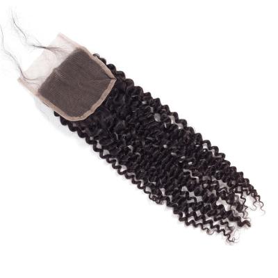 China Betty Hair Kinky Curly Closure 4x4 Swiss Lace Natural Peruvian Hair Closure With Baby Hair 8-22 Inch Betty Hair for sale