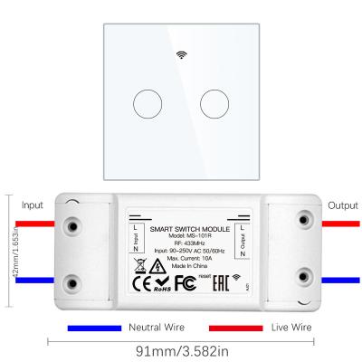 China Tempered glass+PC China Supplier Universal Wall Switch Module Wireless Multi-person Share Control Wifi Switch Module for sale