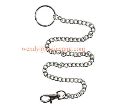 China jiayang high shiny nickle color metal link chain with key ring and snap hook for sale