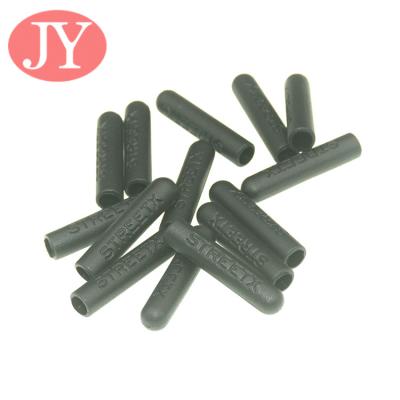 China Jiayang aglet Debossed logo matte  black color tube shape ABS plastic tipping plastic aglets for sale