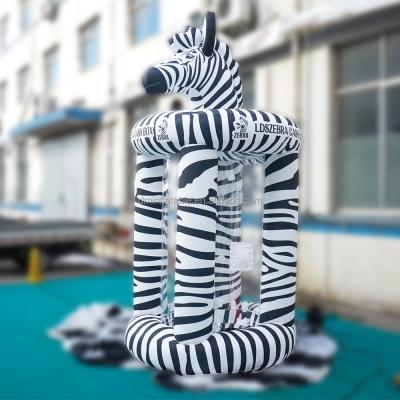 China Grab Zebra Inflatable Ticket Vending Machine Promotion Promotion Advertising Cube Money Booth For Sale for sale