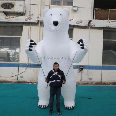 China Promotion Lighting White Polar Bear Inflatable Costume With Hand Support Ready To Ship for sale