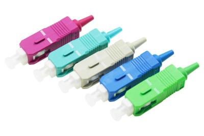 China Multimedia Single Mode 0.9mm Fiber Optic Connector SC UPC APC OM3 2.0 3.0 Blue Green for sale