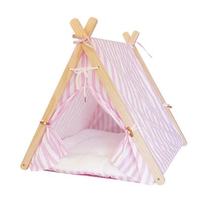 China NEW Hot Selling Breathable Pampers Supplies Foldable Pine Pole Soft Warm Comfortable Pet Teepee Dog Tent With Cushion High Quality for sale