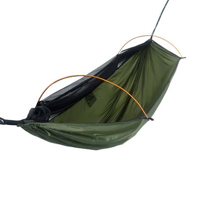 China Adult High Quality Ultralight Nylon Sleeping Tarp Camping Tent Parachute Hammock Army Green Mosquito Net Hammock for sale