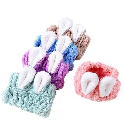 China Safe Wholesale Goods Microfiber Hair Drying Towel Quick Safe Cute Wrap For Kids With Animail Ears for sale