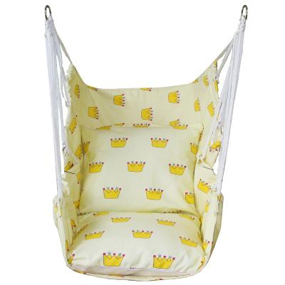 China Lemon Yellow Modern Outdoor Folding Garden Swing Set Chairs Hanging Canvas Hammock Hanging Chair For Kids Swing-Max Double Rocking for sale