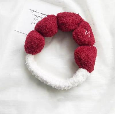 China Customization Five Face Wash Headbands Headwear Wholesale Soft Plush Korean Women's Love Embroidered Headbands for sale