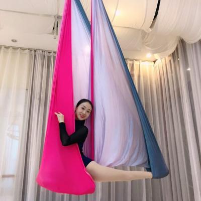 China Best Gradient Color Adult Flying Yoga Low Bed Stretch Aerial Yoga Hammock Swing for sale