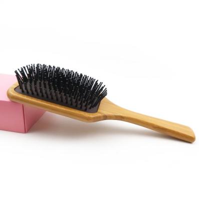 China Customized Square Hair Brushes Eco-Friendly Bamboo Brush Massage Hair Detangling Paddle Waterproof Air Cushion for sale