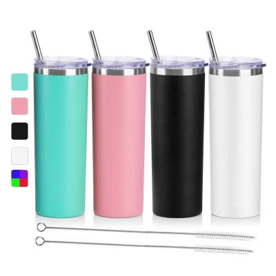 China Viable Wholesale 20OZ Stainless Steel Tumblers Double Wall Insulated Water Cup Wine Sublimation Tumbler Straight With Lids And Straws for sale