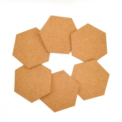 China Message Notice Custom 6mm Thickness Hexagon Shape Bulletin Board Cork Sheet Hexagon Cork Board Tiles Self Adhesive Board for sale