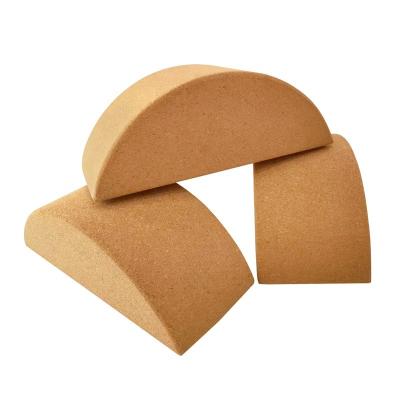 China Portable premium durable material semicircle color cork printing custom yoga block set CN-B-008 for sale