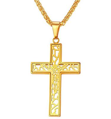 China Religion Gold Plating Dubai Jesus Piece Stainless Steel Cross Necklace for sale