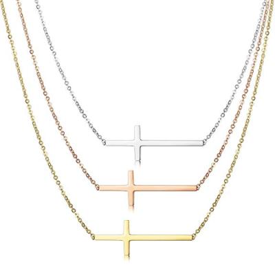 China Single Side Stainless Steel Cross Necklace For Women Pendant for sale