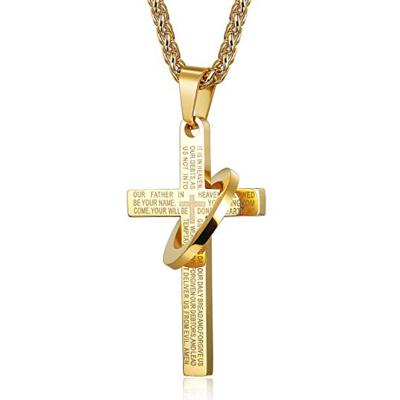 China Religion Prayer Bible Stainless Steel Cross Necklaces For Women Jesus Cross Necklace Chain Men for sale